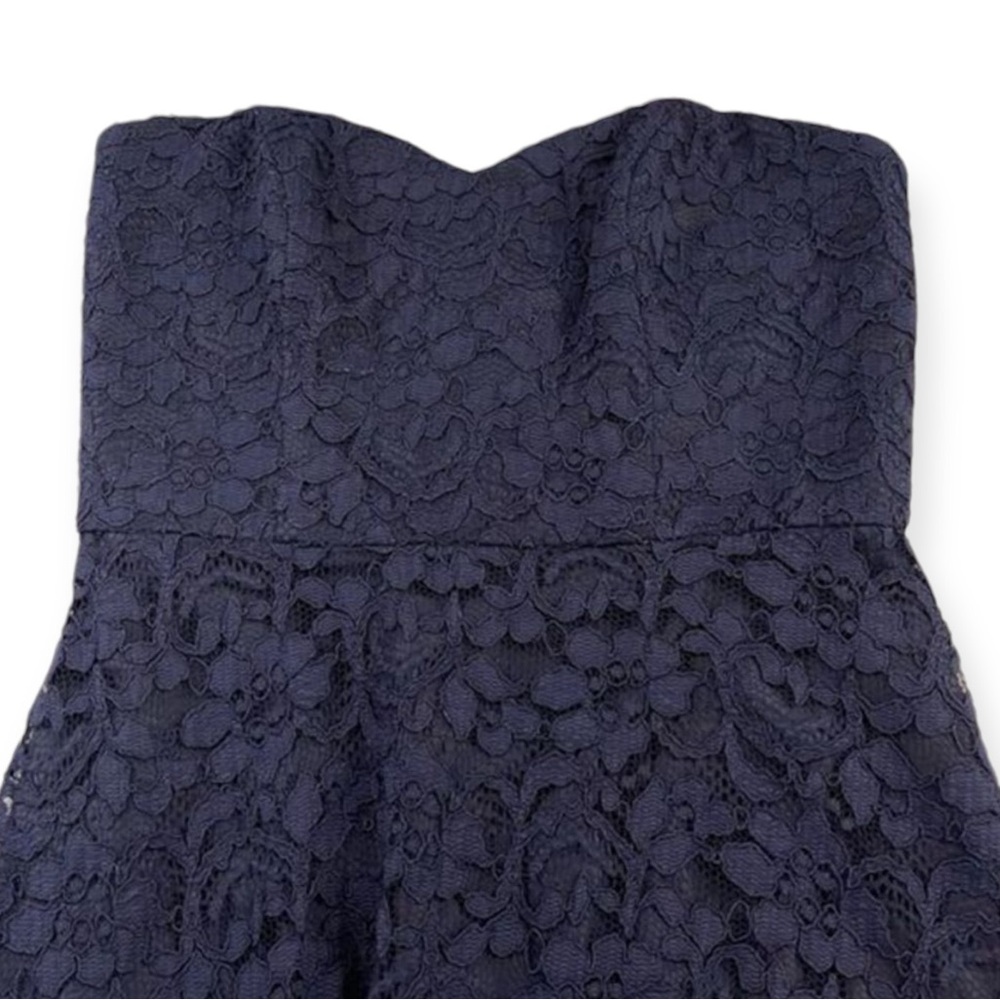 David’s Bridal Women’s Strapless Laced Navy Blue Dress Size 4